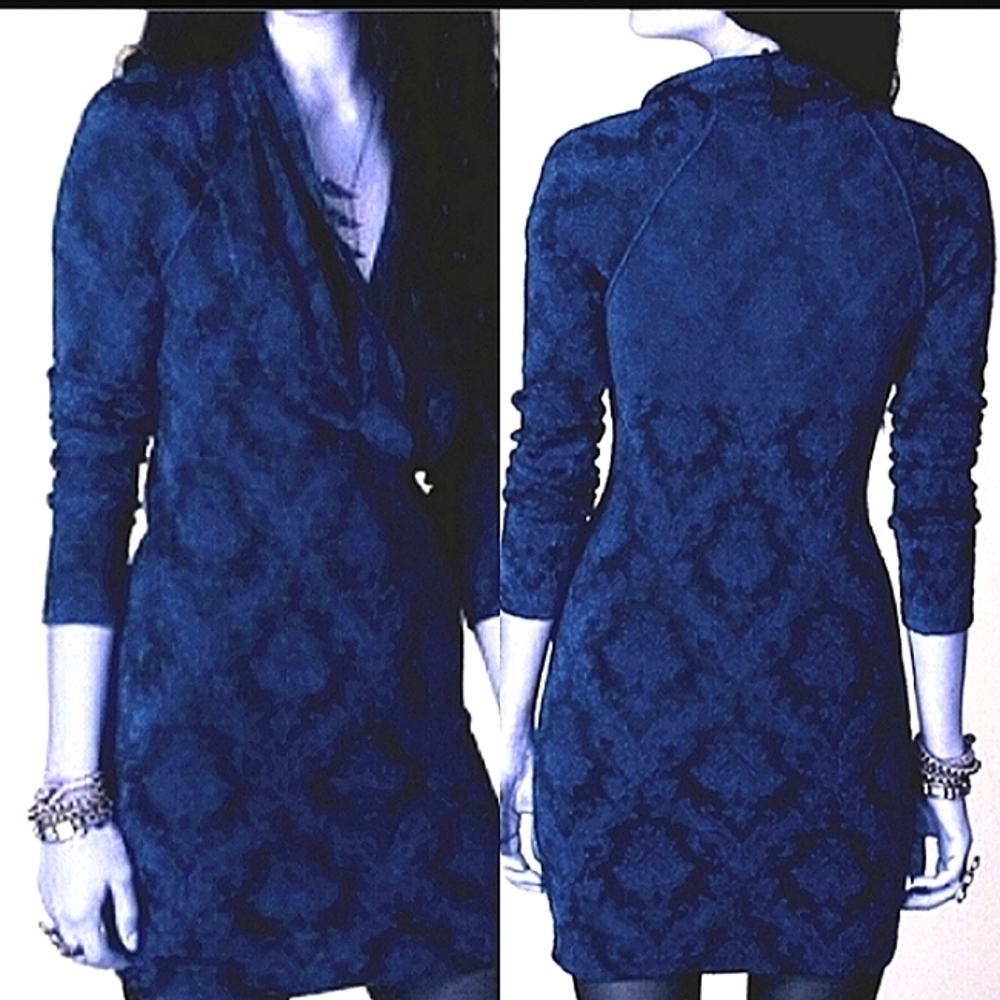Free People Vintage Brocade Jacquard Cowl Neck Dress Sz 4 to 8 - Picture 4 of 4
